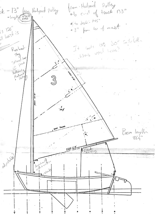 Architectural drawing of a sailboat